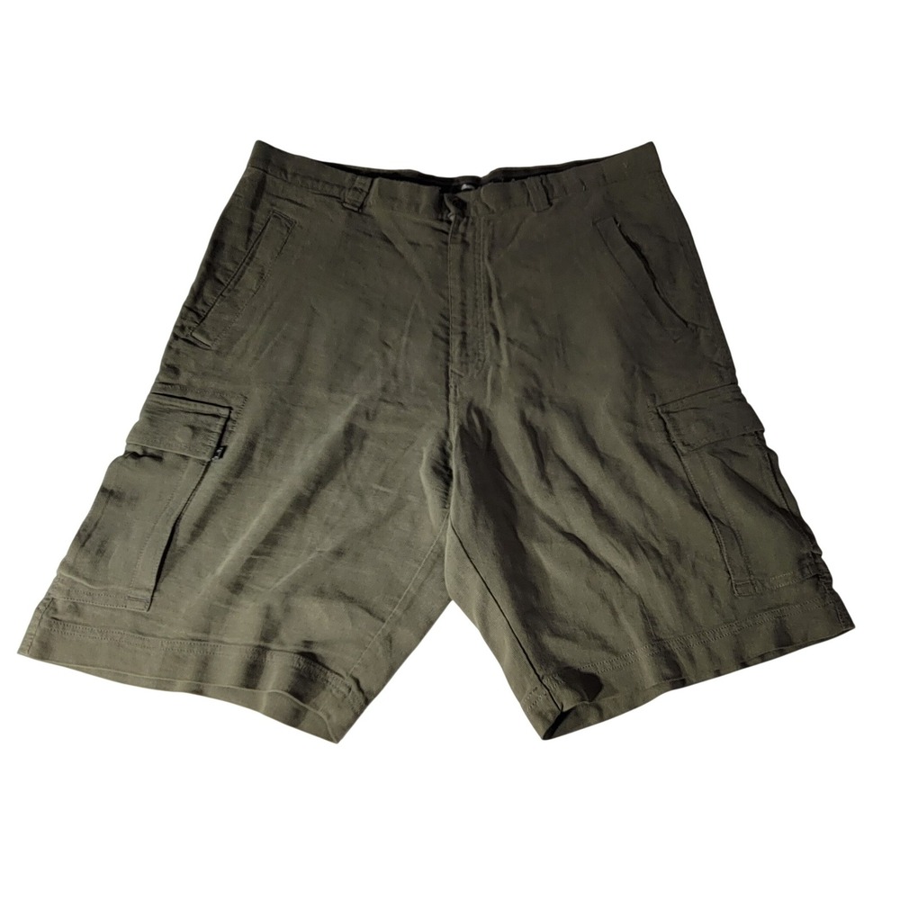 Tommy Bahama Mens 38 Silk Linen Cargo Shorts Olive‎ Green Utility Island Life